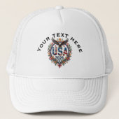 Custom USA National Soccer Team Bald Eagle Logo Trucker Pet (Voorkant)