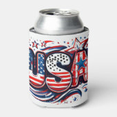 Custom USA Print - Retro Amerikaans Vlag Bier Blikjeskoeler (Blikje Voorkant)