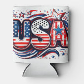 Custom USA Print - Retro Amerikaans Vlag Bier Blikjeskoeler (Voorkant)