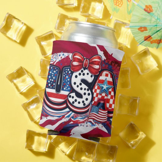 Custom USA Print - Retro Patriottische Amerikaanse Blikjeskoeler (Insitu Zomer)