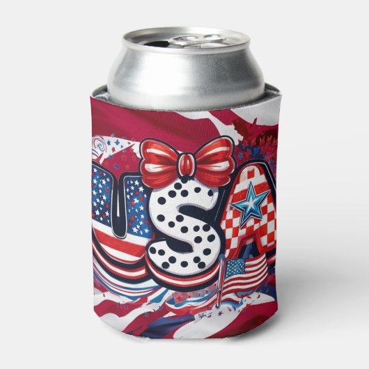 Custom USA Print - Retro Patriottische Amerikaanse Blikjeskoeler (Blikje Voorkant)