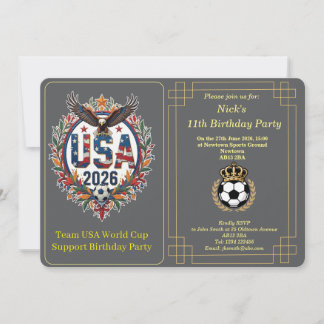 Custom USA Soccer Team Bald Eagle Birthday Invite Feestdagenkaart