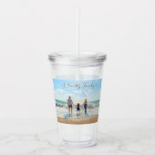 Custom Uw Familie Foto Acryl Tumbler met Tekst Acryl Drinkbeker (Voorkant)