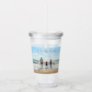 Custom Uw Familie Foto Acryl Tumbler met Tekst Acryl Drinkbeker