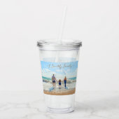 Custom Uw Familie Foto Acryl Tumbler met Tekst Acryl Drinkbeker (Achterkant)