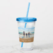 Custom Uw Familie Foto Acryl Tumbler met Tekst Acryl Drinkbeker (Achterkant)