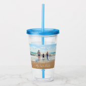 Custom Uw Familie Foto Acryl Tumbler met Tekst Acryl Drinkbeker (Voorkant)