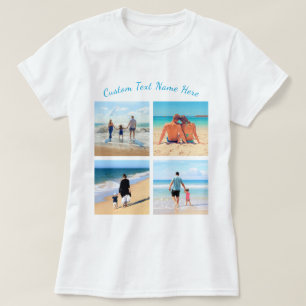 Custom Uw Familie Fotocollage T-Shirt met Tekst