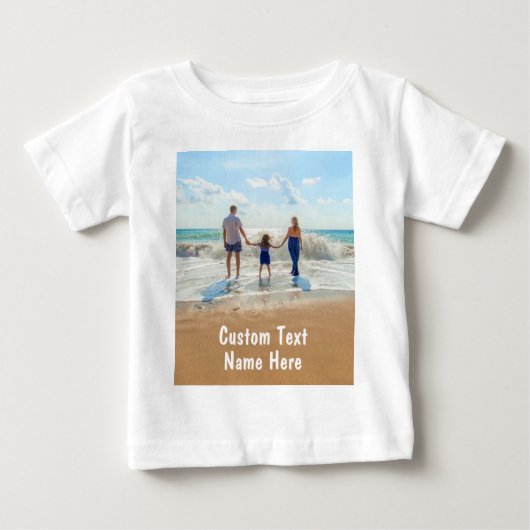 Custom Uw Foto Baby T-Shirt met Tekst (Voorkant)