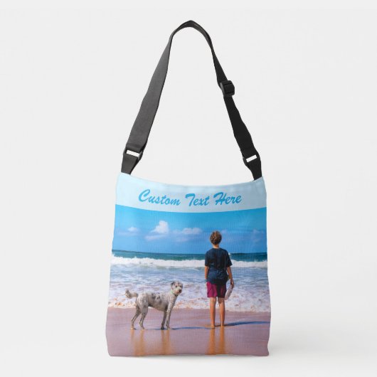 Custom Uw Foto Crossbody Tas met Tekst (Voorkant)