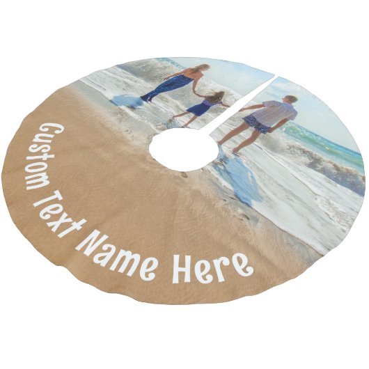 Custom Uw Foto Kerstboom Rok met Tekst (Gekanteld)