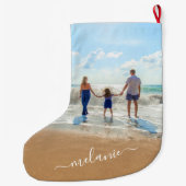 Custom Uw Foto Kerstmis Kous met Naam Grote Kerstsok (Achterkant)