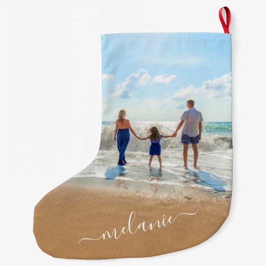 Custom Uw Foto Kerstmis Kous met Naam Grote Kerstsok (Achterkant)