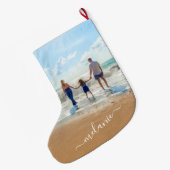 Custom Uw Foto Kerstmis Kous met Naam Grote Kerstsok (Achterkant (Hangend))