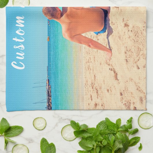 Custom Uw Foto Keukenhanddoek met Tekst (Gevouwen)