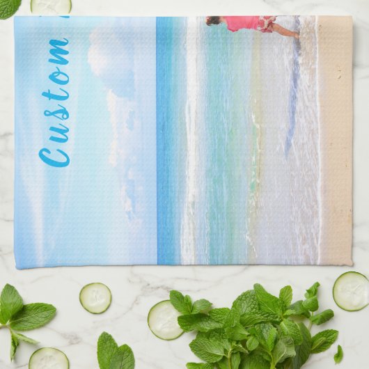 Custom Uw Foto Keukenhanddoek met Tekst (Gevouwen)