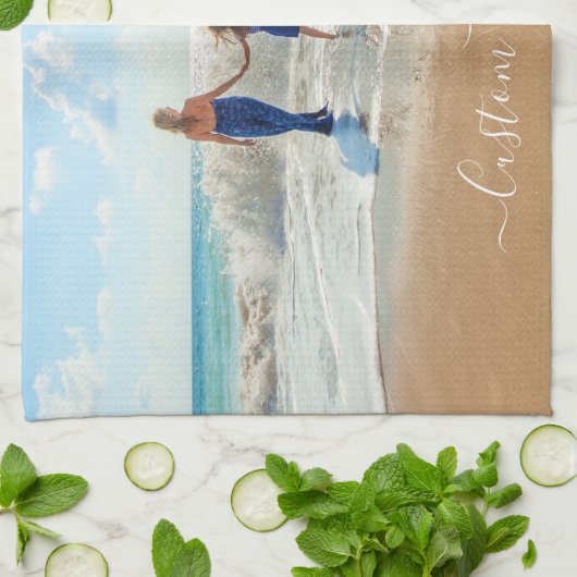 Custom Uw Foto Keukenhanddoek met Tekst (Gevouwen)