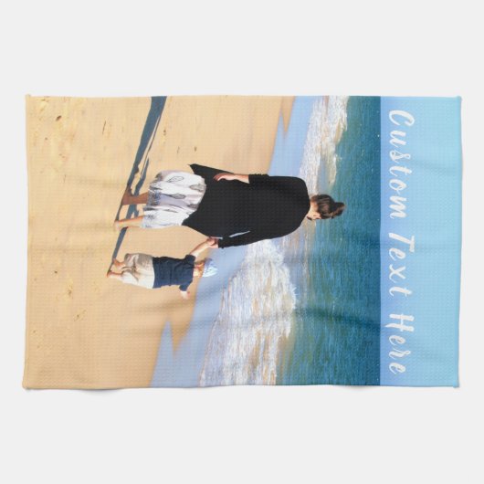 Custom Uw Foto Keukenhanddoek met Tekst (Horizontaal)