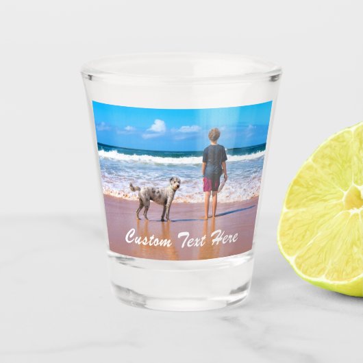 Custom Uw Foto Shot Glas Gift met Tekst (Voorkant)