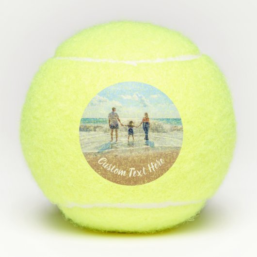 Custom Uw Foto Tennisballen Gift met Tekst (Voorkant)