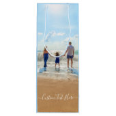 Custom Uw Foto Wijn Gift Bag met Tekst Cadeautas (Achterkant)