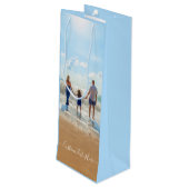 Custom Uw Foto Wijn Gift Bag met Tekst Cadeautas (Achterkant Gekanteld)