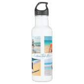 Custom Uw Fotocollage Waterfles met Tekst Waterfles (Voorkant)