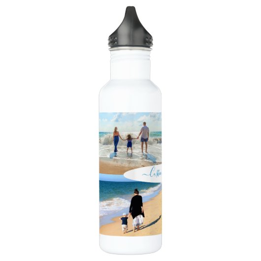 Custom Uw Fotocollage Waterfles met Tekst Waterfles (Links)