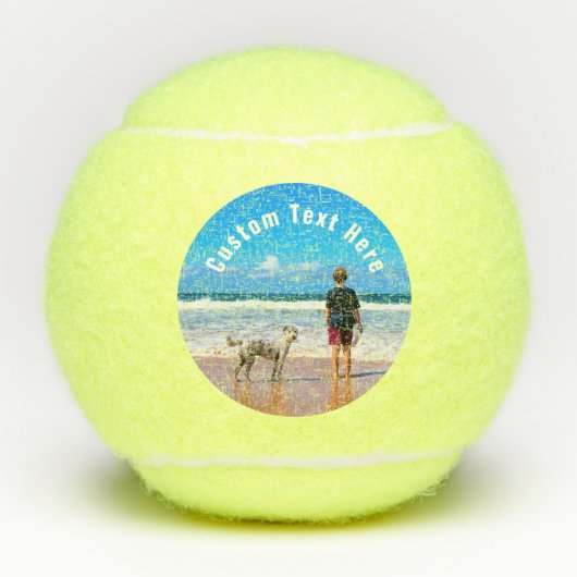 Custom Uw Huisdier Foto Hond Tennisballen met Teks (Voorkant)