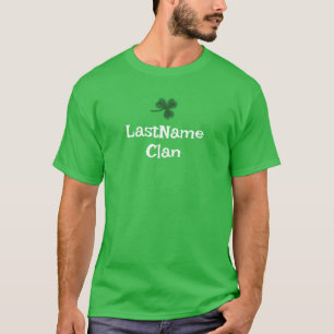 Custom Uw Ierse Clan Shamrock T-shirt - Volwassene
