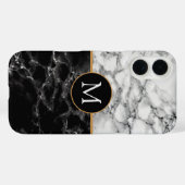 Custom Uw Letter Zwart Wit Marmer iPhone Hoesjes (Achterkant (horizontaal))