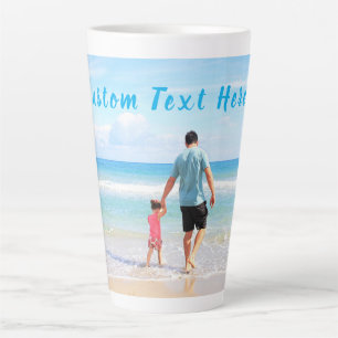 Custom Uw Papa Foto Latte Mok Gift met Tekst