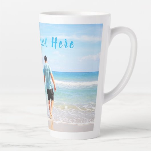 Custom Uw Papa Foto Latte Mok Gift met Tekst (Rechts)