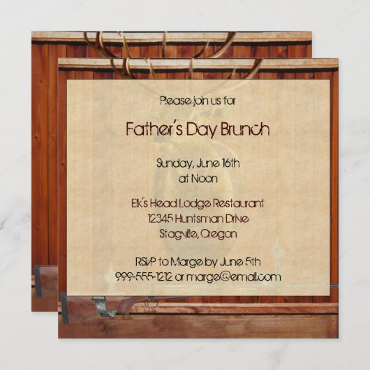 Custom Vaderdag Brunch Invites (Hunter Design) Kaart (Voorkant / Achterkant)