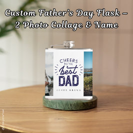 Custom Vaderdag Flask – 2 Fotocollage & Naam Heupfles