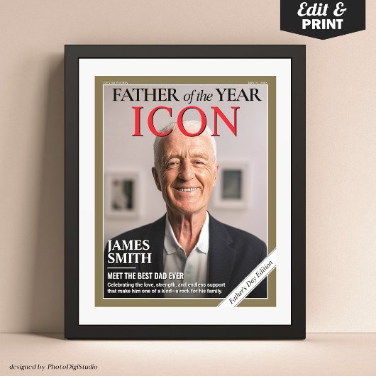 Custom Vaderdag Magazine Hoesje, cadeau voor papa Poster
