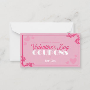 Custom Valentijnsdag Coupons romantisch Notitiekaartje