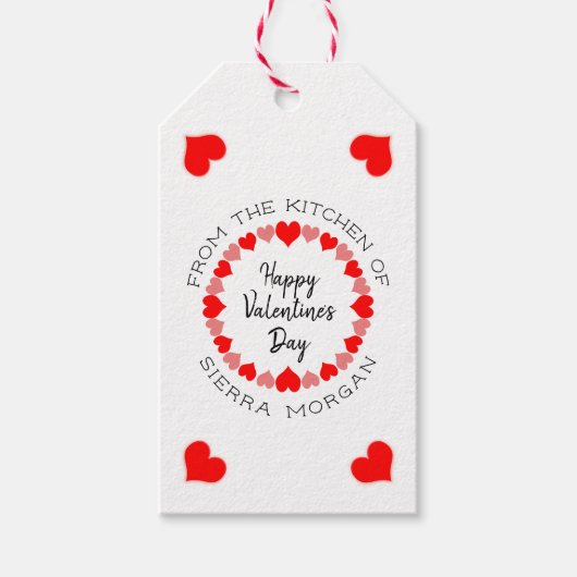 Custom Valentijnsdag hart krans keuken traktaties Cadeaulabel (Voorkant)