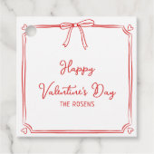 Custom Valentijnsdag Party Schattige Red Bow Heart Bedankjes Labels (Voorkant)