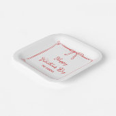 Custom Valentijnsdag Party Schattige Red Bow Heart Papieren Bordje (Gebogen)