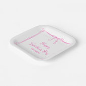 Custom Valentijnsdag Party Schattige Roze Bow Hear Papieren Bordje (Gebogen)