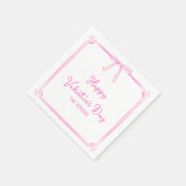 Custom Valentijnsdag Party Schattige Roze Bow Hear Servet (Hoek)
