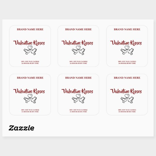 Custom Valentine Candle Labels – Love Birds Design (Vel)