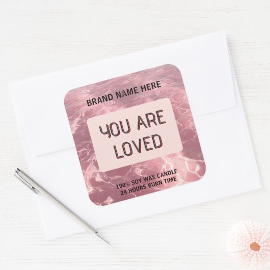 Custom Valentine Candle Sticker 'You Are Loved' (Envelop)
