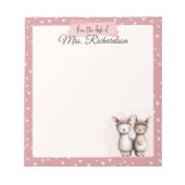 Custom Valentine Notepad Cute Pink Llama & Hearts Notitieblok (Voorkant)