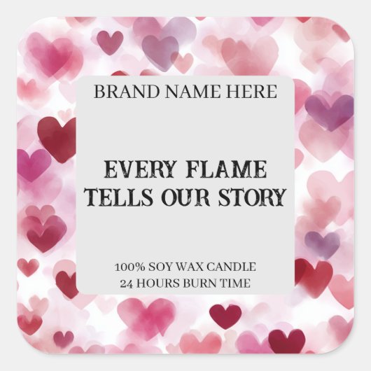 Custom Valentine’s Day Candle Label Romantic Text (Voorkant)
