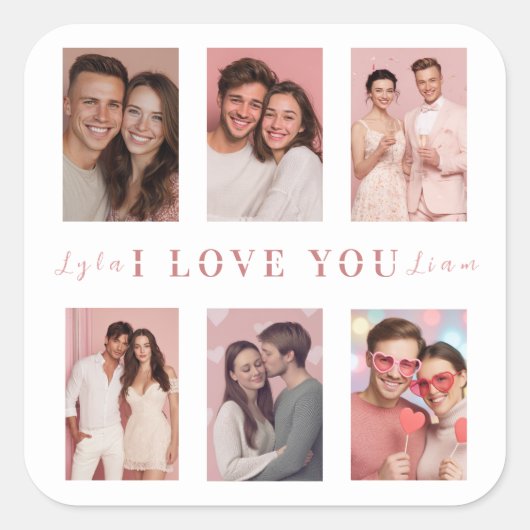 Custom Valentine’s Day Photo Collage Candle Label (Voorkant)