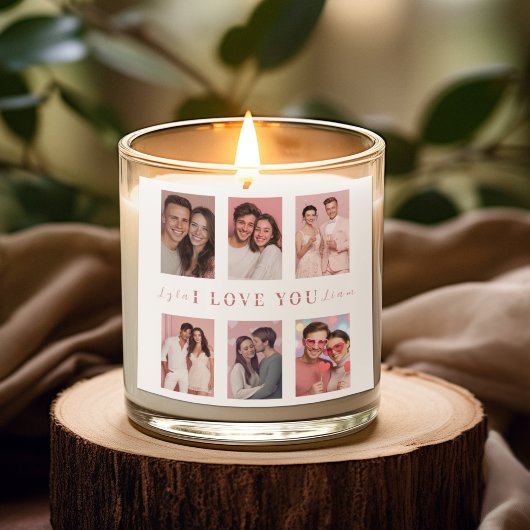 Custom Valentine’s Day Photo Collage Candle Label