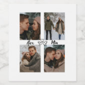 Custom Valentine Wine Label with Multiple Photos Wijn Etiket (Enkel label)