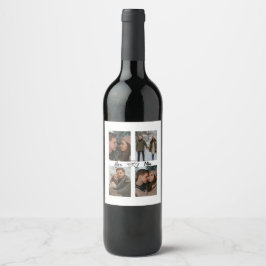 Custom Valentine Wine Label with Multiple Photos Wijn Etiket